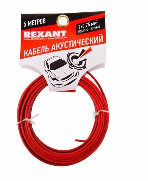 

Кабель акустический Rexant 01-6104-3-05 2х0,75 мм², красно-черный, мини-бухта 5 м, 01-6104-3-05