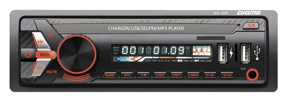 

Автомагнитола Digma DCR-390R 1din, 4x45Вт, подсветка, 12 В, USB, SD/MMC, FM, DCR-390R