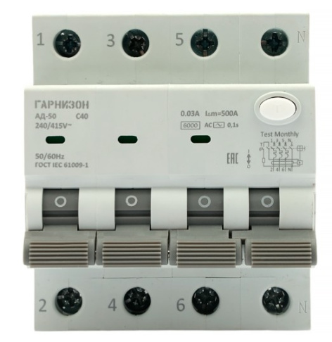фото Автомат дифференциальный Гарнизон RCBO-50-4-40-6-C-30-AC в Смоленске