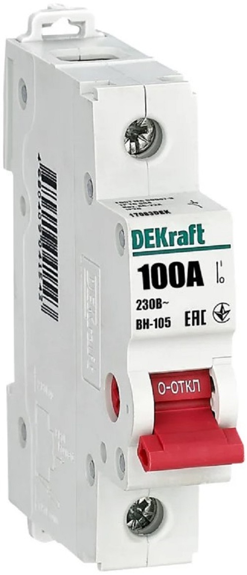 

Выключатель-разъединитель DEKraft 17083DEK 1Р 100А ВН-105, 17083DEK