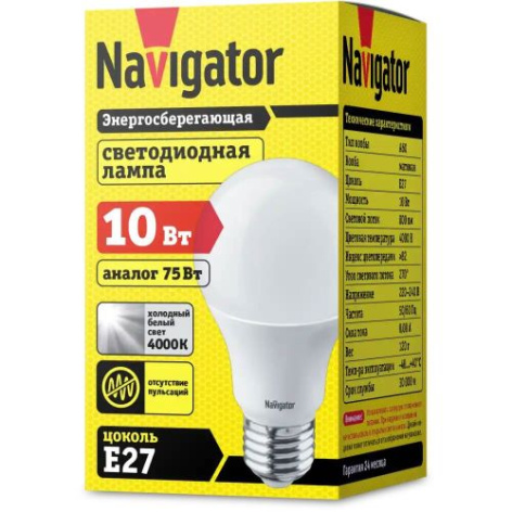 фото Лампа светодиодная Navigator NLL-A60-10-230-4K-E27 в Уфе