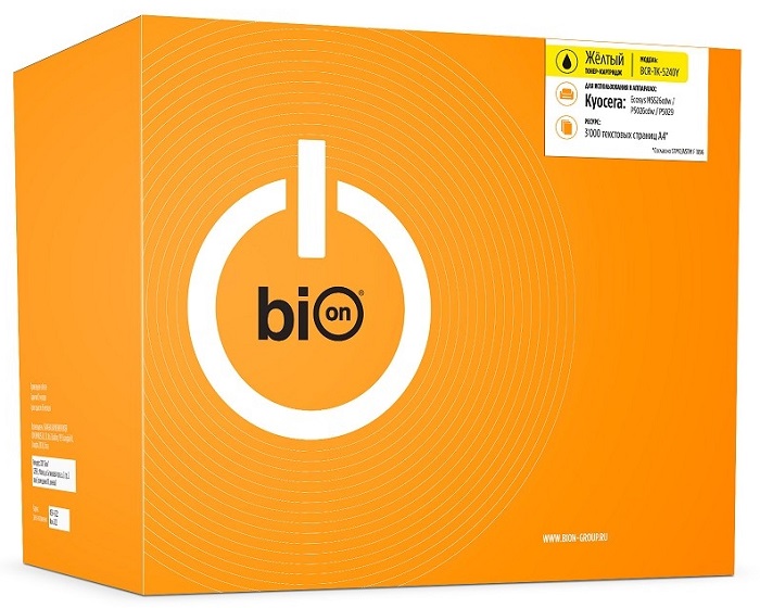 

Картридж BION BCR-TK-5240Y TK-5240Y для Kyocera ECOSYS P5026cdn/P5026cdw/M5526cdn/M5526cdw (3000 стр.), Желтый, BCR-TK-5240Y