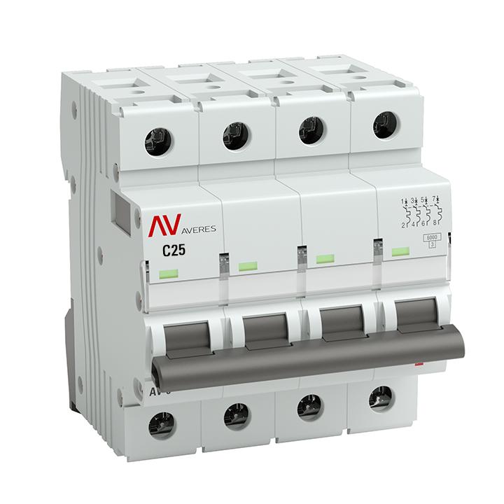 

Автоматический выключатель EKF mcb6-4-25C-av AV-6 4P 25A (C) 6kA AVERES, mcb6-4-25C-av