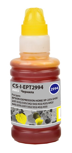 

Чернила Cactus CS-I-EPT2994 желтый, 100мл для Epson Expresion Home XP-235/332/335/432/435, CS-I-EPT2994