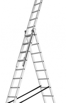 Изображение товара Алюминиественная трехсекционная лестница Rexant 12-5066 с рабочей высотой 6700 мм