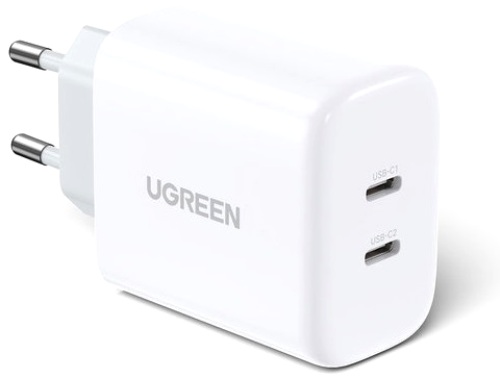 

Зарядное устройство сетевое UGREEN CD243 10343_ 2*USB Type-C, 40W, цвет: белый, CD243