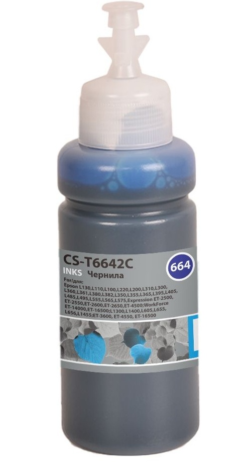 

Чернила Cactus CS-T6642C 664 голубой 70мл для Epson L130,L110,L100,L220,L200,L310,L300,L360,L361,L380,L382,L350,L355,L365,L395,L405,L485,L495,L555,L56, CS-T6642C