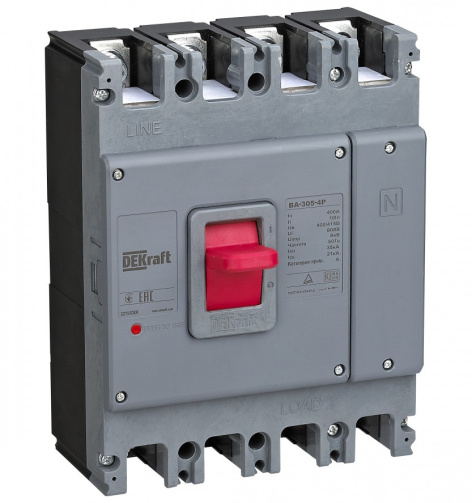Изображение товара Автоматический выключатель DEKraft 22792DEK 4 полюса 350 А