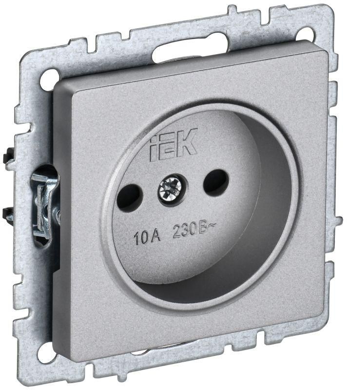 

Розетка без заземления IEK BR-R13-10-K47 BRITE с защитными шторками 10А РСш10-2-БрА Алюминевый, BR-R13-10-K47