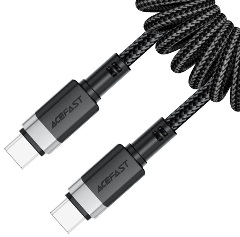 

Кабель ACEFAST C14-03 для подзарядки и передачи данных USB-C To USB-C Spring Charging Data Cable. Цвет: черный, C14-03
