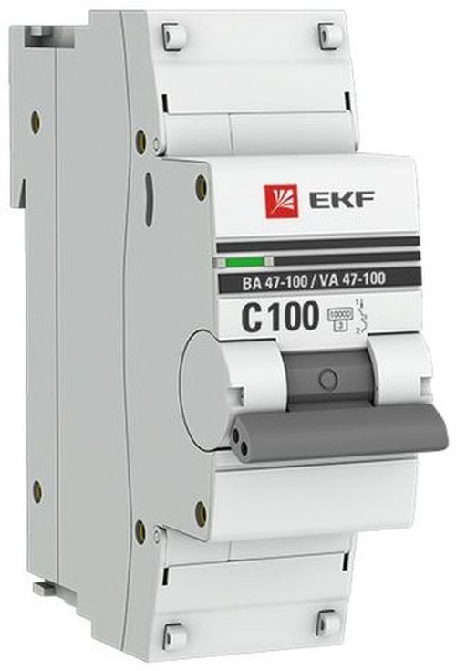 

Автоматический выключатель EKF mcb47100-1-100C-pro модульный 1п C 100А 10кА ВА 47-100 PROxima, mcb47100-1-100C-pro