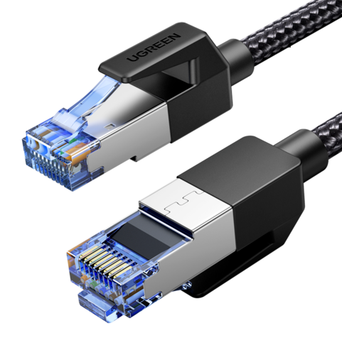 

Кабель UGREEN NW153 80431 Cat8 CLASSⅠF/FTP Round Ethernet Cable With Braid, 2м, черный, NW153