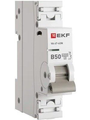 

Автоматический выключатель EKF M636150B 1P 50А (B) 6кА ВА 47-63N PROxima, M636150B