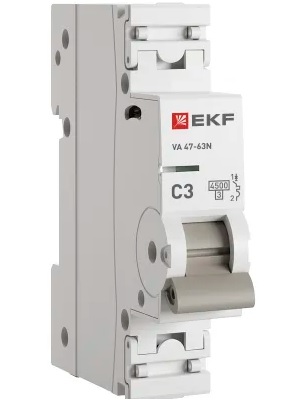 

Автоматический выключатель EKF M634103C 1P 3А (C) 4,5kA ВА 47-63N PROxima, M634103C