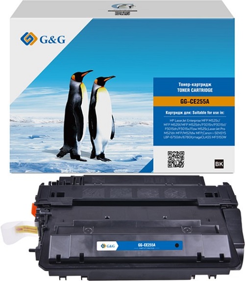 

Картридж GG-CE255A Cartridge G&G for HP LJ M525/P3015/M525/M521; Canon LBP-6750dn/6780X/MF515DW, GG-CE255A