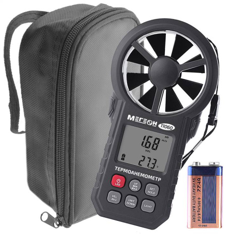 Изображение товара Цифровой анемометр МЕГЕОН 11060 для измерения ветра и температуры