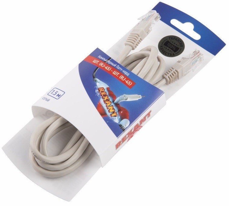 

Кабель патч-корд U/UTP 5e кат. 1.5м Rexant 06-3202 неэкранированный, PVC серый, 1,5 м, 06-3202