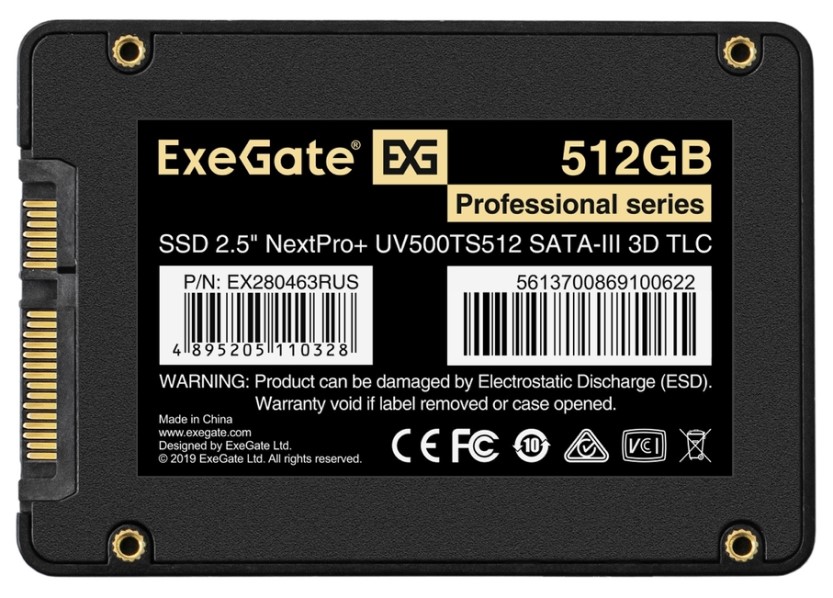 

Накопитель SSD 2.5'' Exegate EX280463RUS 512GB, 3D TLC, 566/498MB/s, EX280463RUS