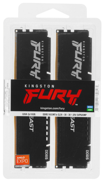 фото Оперативная память DDR5 32 ГБ (2×16 ГБ) Kingston FURY KF556C36BBEK2-32, 5600 МГц, [KF556C36BBEK2-32] в Самаре
