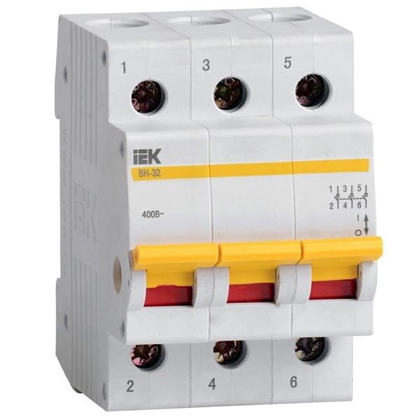 

Выключатель нагрузки IEK MNV10-3-020 KARAT (мини-рубильник) ВН-32 3P 20А, MNV10-3-020