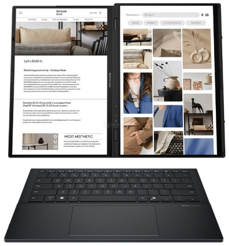 фото Ноутбук ASUS Zenbook Duo UX8406CA-QL345X 14" (Intel Core Ultra 7, 32Гб LPDDR5X, SSD 1 Тб, Arc graphics, Windows 11 Профессиональная) Серый [90NB14X1-M00M30]