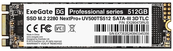 

Накопитель SSD M.2 2280 Exegate UV500TS512 EX280473RUS NextPro+ 512GB SATA 6Gb/s 3D TLC 568/500MB/s MTBF 1.8M 200TBW, UV500TS512