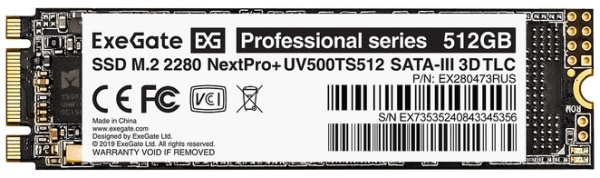 фото Накопитель SSD M.2 2280 Exegate UV500TS512 в Уфе 512 ГБ