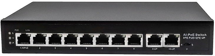 

Коммутатор PoE NST NS-SW-8F2F-P Fast Ethernet на 10 RJ45 портов. Порты: 8 x FE (10/100 Base-T) с поддержкой PoE (IEEE 802.3af/at), 2 x FE (10/100 Base, NS-SW-8F2F-P