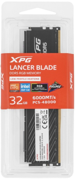 фото Оперативная память DDR5 32 ГБ (1×32 ГБ) ADATA XPG LANCER BLADE RGB, 6000 МГц, [AX5U6000C3032G-SLABRBK] в Красноярске