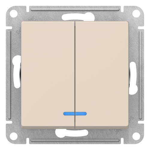 

Выключатель Schneider Electric ATN000253 AtlasDesign, 2-клавишный, с подсветкой, сх.5а, 10АХ, механизм, бежевый, ATN000253