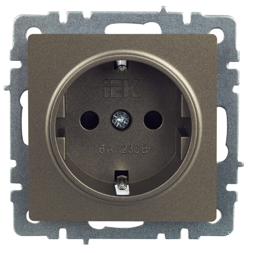 

Розетка с заземлением IEK BR-R14-16-K37 BRITE с защитными шторками 16А РС14-1-0-БрШ Шампань, BR-R14-16-K37