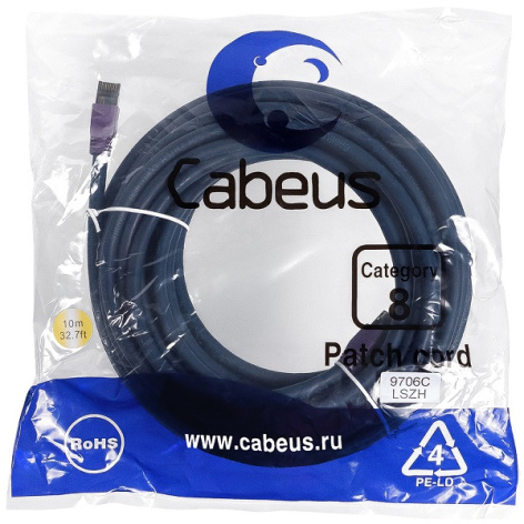 фото Кабель патч-корд SSTP 8 кат. 10м Cabeus PC-SSTP-RJ45-Cat.8-10m-LSZH в Уфе
