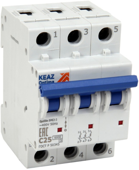 Изображение товара Автоматический выключатель КЭАЗ 260812 3 полюса 32 А IP20 6 кА