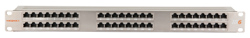 

Патч-панель NIKOMAX NMC-RP48SE2-HR-1U-MT 19", 1U, 48 портов, кат. 6, RJ45/8P8C, 110/KRONE, Т568A/B, полный экран, встр. органайзер, черная, NMC-RP48SE2-HR-1U-MT