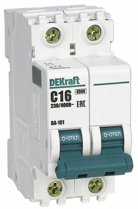 

Автоматический выключатель DEKraft 11215DEK ВА-101 2Р 8А (D) 4,5кА, 11215DEK