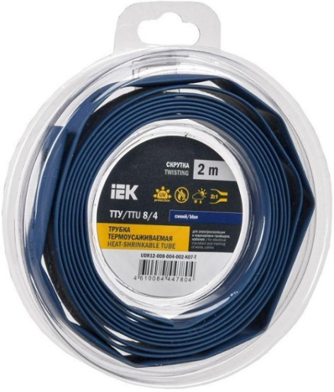 Изображение товара Термоусадочная трубка IEK UDR12-008-004-002-K07-T синяя 2 м тонкостенная