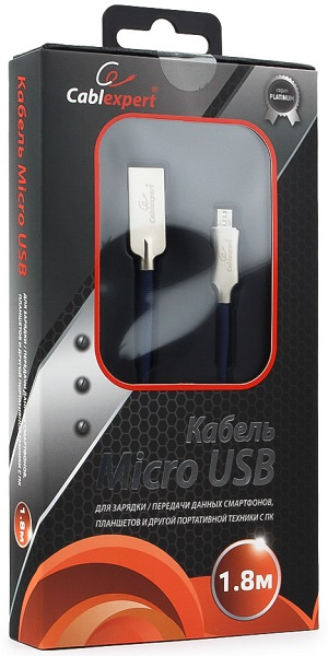 Изображение товара USB кабель Cablexpert Series PLATINUM 1.8 м MicroUSB to USB 2.0 Type-A синий