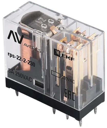

Реле промежуточное EKF rps-22-2-230 РП slim 22/2 5A 230В AC, rps-22-2-230
