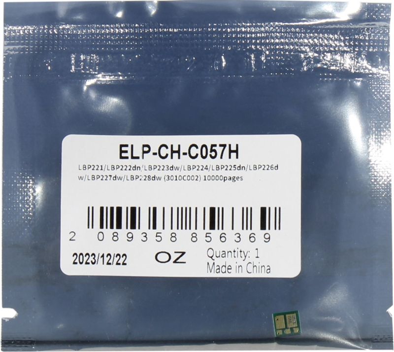

Запчасть ELP ELP-CH-C057H Чип Canon i-SENSYS LBP221/LBP222dn/LBP223dw/LBP224/LBP225dn/LBP226dw/LBP227dw/LBP228dw (057H/3010C002) 10K, ELP-CH-C057H