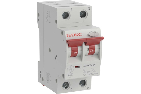 Изображение товара Автоматический выключатель дифф. тока (АВДТ) DKC MDR63N-1N2C6-A