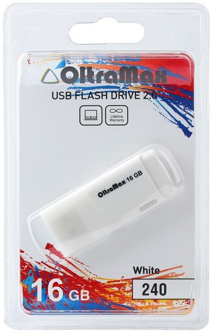 

Накопитель USB 2.0 16GB OltraMax OM-16GB-240-White 240, белый, OM-16GB-240-White