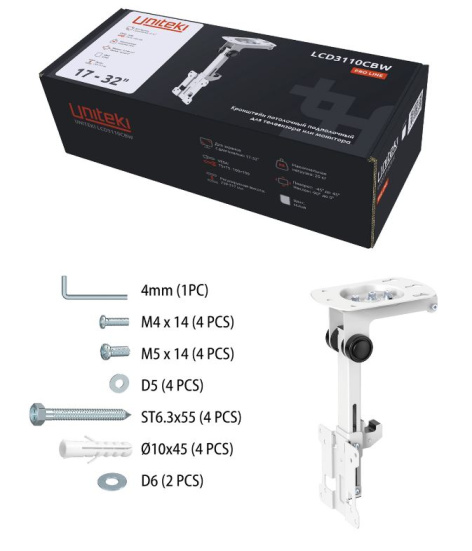 фото Кронштейн потолочный UNITEKI LCD3110CBW