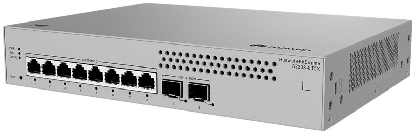 

Коммутатор Huawei S220S-8T2X 98012455 (L2, 8*10/100/1000BASE-T ports, 2*10GE SFP+ ports, built-in AC power, Fanless), S220S-8T2X