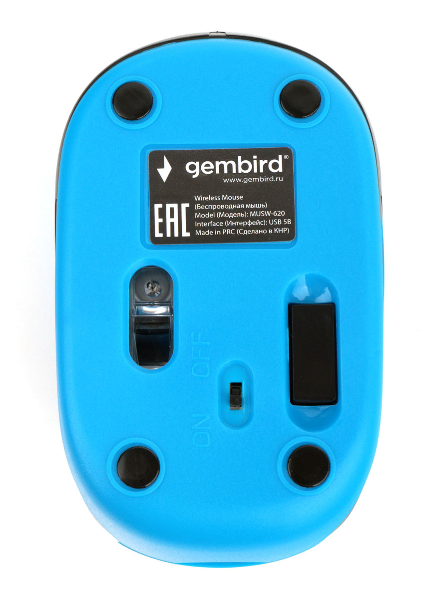 

Мышь Wireless Gembird MUSW-620 2.4ГГц, 1200 DPI, 3кн., синяя, MUSW-620