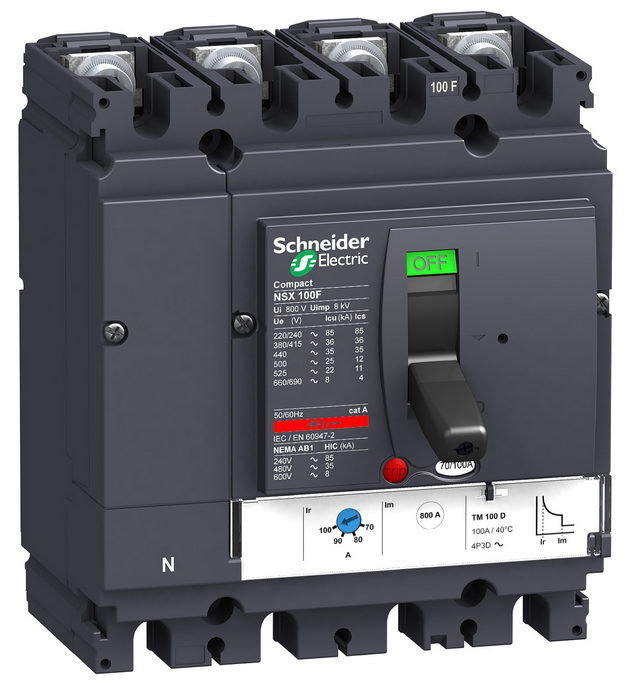 

Автоматический выключатель Schneider Electric LV429650 TM100D 4P 4T, LV429650