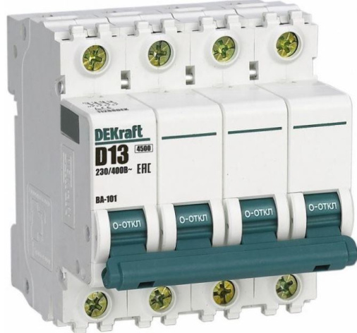 Изображение товара Автоматический выключатель DEKraft 11288DEK 4P 13А IP20
