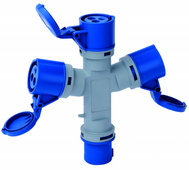 

Адаптер DEKraft 26291DEK трехлучевой 2Р+РЕ 32А 250В IP44 АП-103, 26291DEK