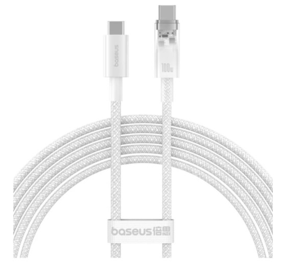 

Кабель Baseus Explorer Series P10319703221-00 with Smart Temperature Control Type-C to Type-C 100W 1m Stellar White, Explorer Series