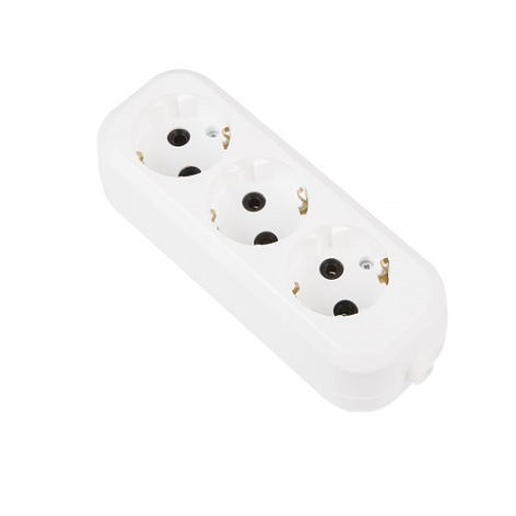 Изображение товара Колодка PROconnect 11-8712 3 гнезда с заземлением Эконом для наружного монтажа