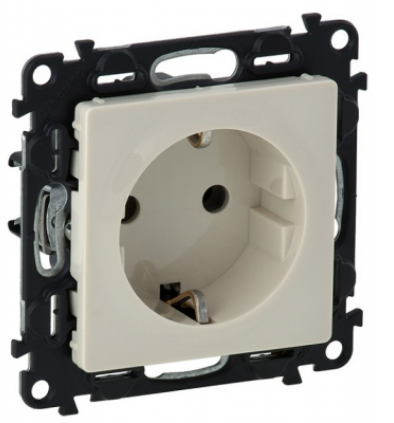 

Розетка Legrand 753520 Valena LIFE DIY, 1-ая с/з с защитными шторками, безвинт.зажим, слоновая кость, 753520